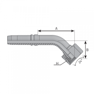 DKO-S угловой ниппель 45°, interlock конус 24° с уплотнительным резиновым кольцом, метрический. (KF45E S)